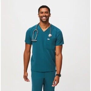 NWT Figs Leon Three Pocket Scrub Top Men’s XL Caribbean Blue